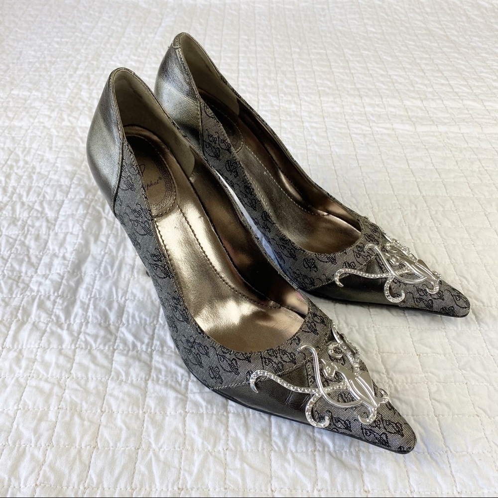 Baby Phat Stiletto Black & Gray Heel Pumps 6.5